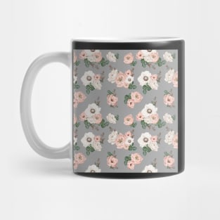 Pink White Flowers on Gray / Floral Bouquets Gray Mug